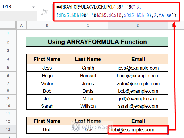 Merge ARRAYFORMULA and VLOOKUP Functions for Multiple Criteria